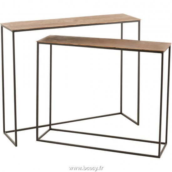 J Line Set De 2 Console Rectangulaire Aluminium Rouille 99 Jline 7591 by Jolipa 7591