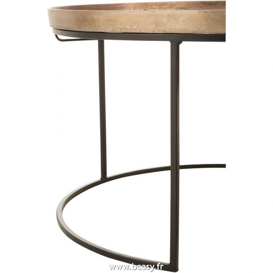 J-Line tables gigognes basses d appoint bouts de canapé Jolipa Jline Set De 3 Table Gigogne Ronde Aluminium Rouille