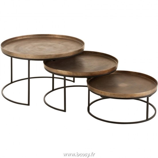 J Line Set De 3 Table Gigogne Ronde Aluminium Rouille 80 Jline 7592 by Jolipa 7592