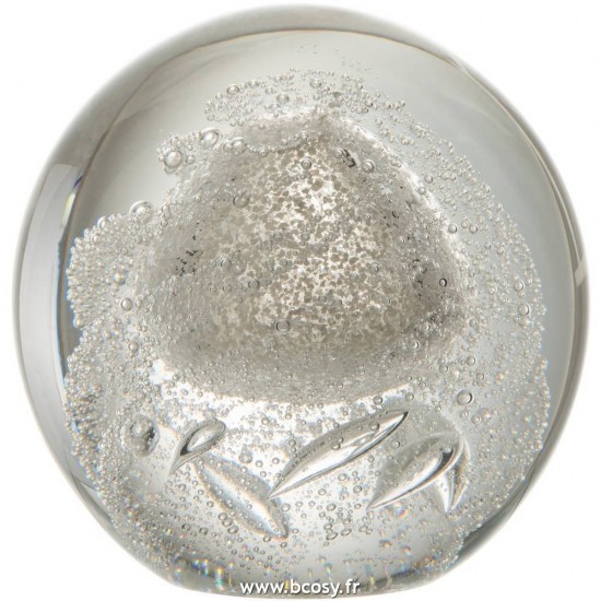 J Line Presse Papier Bubbel Glas Zilver Large 13H Jline 7604 by Jolipa 7604