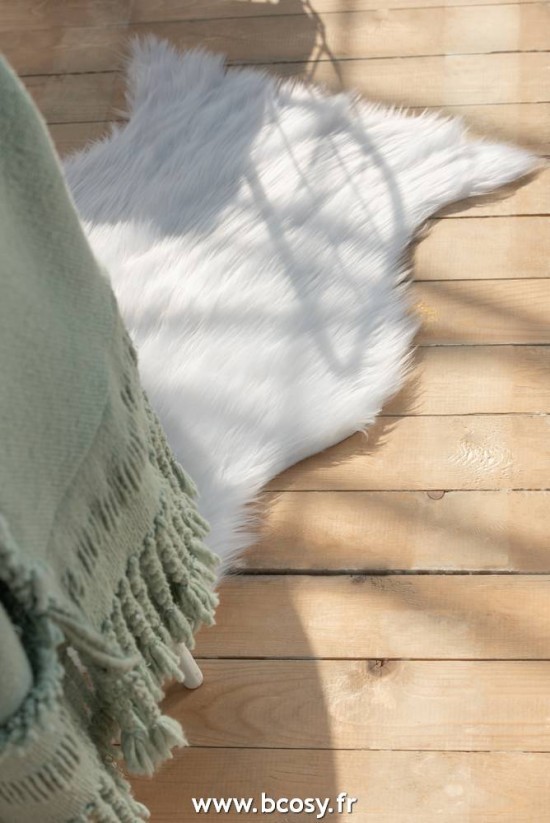 J-Line J Line peaux de moutons d agneaux Tapis Imitation Fourrure Blanc.