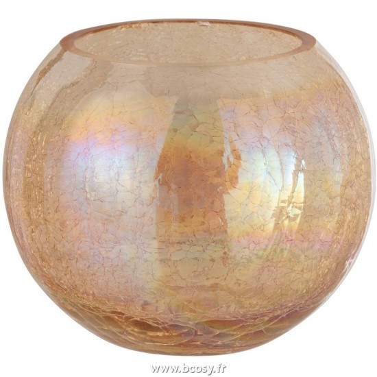 J Line Photophore Boule Craquele Verre Effet Nacre Ambre Large Ø20 Jline 7731 by Jolipa 7731