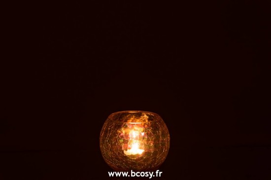 J-Line lanternes photophores Jolipa Jline Photophore Boule Craquele Verre Effet Nacre Mauve Small