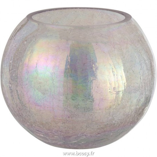 J Line Photophore Boule Craquele Verre Effet Nacre Mauve Large Ø20 Jline 7734 by Jolipa 7734