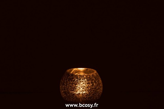 J-Line lanternes photophores Jolipa Jline Photophore Boule Craquele Verre Argent Small