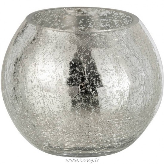 J Line Photophore Boule Craquele Verre Argent Small Ø12 Jline 7740 by Jolipa 7740