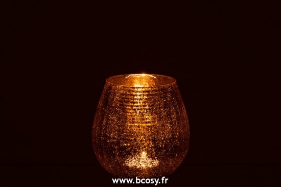 J-Line lanternes photophores Jolipa Jline Photophore Oeuf Craquele Verre Or Small