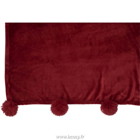J-Line J Line plaids a franges Jolipa Plaid Pompon Polyester Rouge.