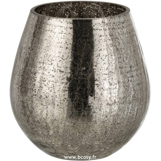 J Line Photophore Oeuf Craquele Verre Gris Small 17H Jline 7753 by Jolipa 7753