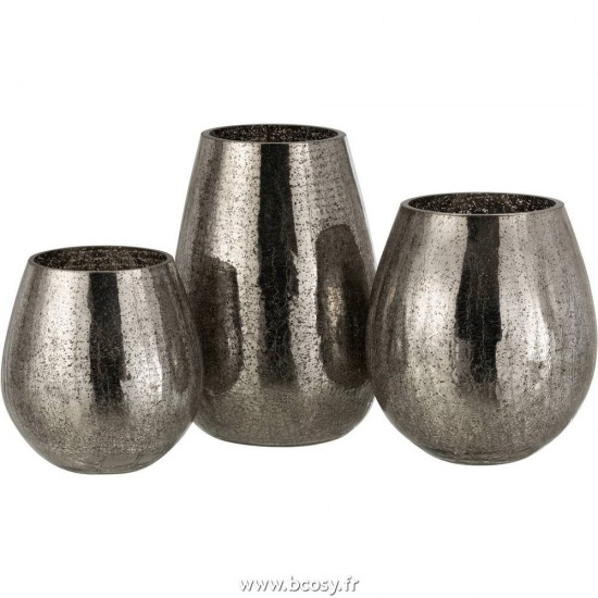 Jolipa Jline Photophore Oeuf Craquele Verre Gris Large