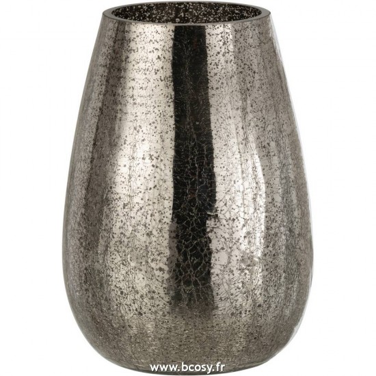 J Line Photophore Oeuf Craquele Verre Gris Large 12H Jline 7755 by Jolipa 7755