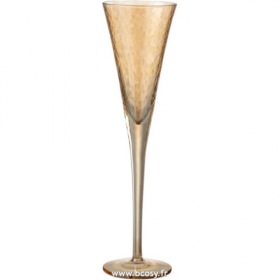 J Line Flute A Champagne Irregulier Verre Ambre 28H JLine 7759 by Jolipa 7759 Assortiment de 4 pcs.