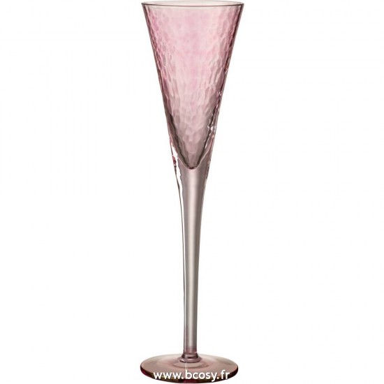 J Line Flute A Champagne Irregulier Verre Rose 28H Jline 7765 by Jolipa 7765 Assortiment de 4 pcs
