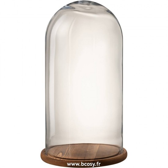 J Line Cloche Ronde Bois Verre Transparent Marron Fonce Large 60H Jline 7772 by Jolipa 7772
