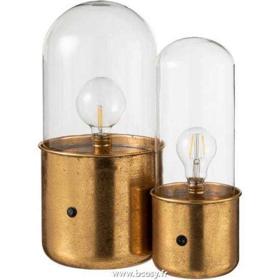 Jolipa Jline Lampe Antique Led Verre Zinc Or Large