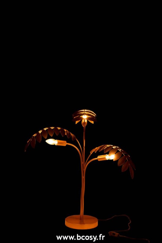 J-Line Éclairage Armatures Luminaires D'intérieur Pieds De Lampe Avec Abat Jour Lampes De Table Jolipa Jline Lampe Palmier Zinc Or