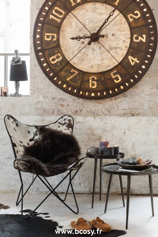 Jolipa Jline Horloge Ronde Led Chiffres Arabes Metal Marron