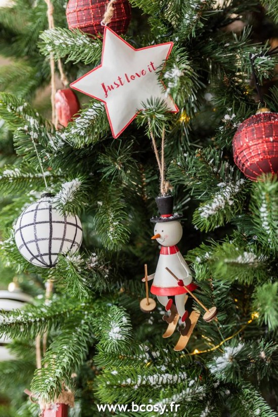 Jolipa Jline Pere Noel Renne Bonhomme De Neige Suspendu Metal Blanc Rouge Assortiment De 3