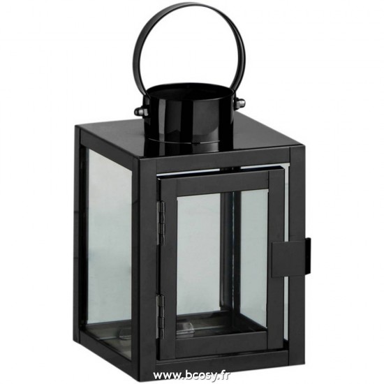 J Line Lanterne Carree Acier Verre Noir 16H Jline 85478 by Jolipa 85478