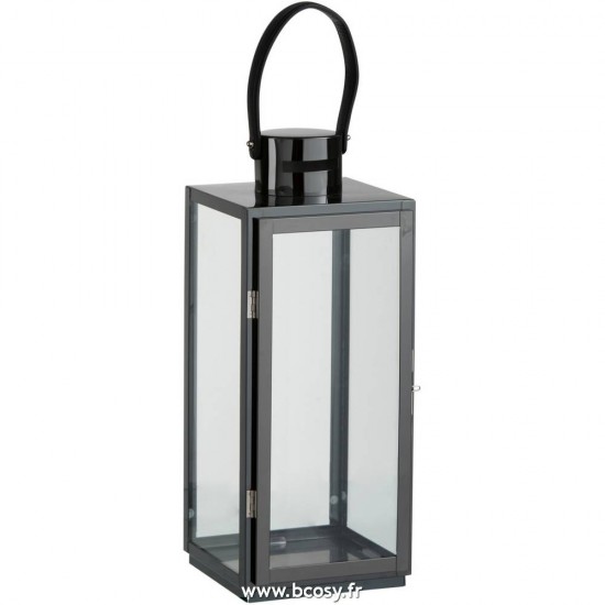 J Line Lanterne Carree Acier Verre Noir JLine 85480 by Jolipa 85480.