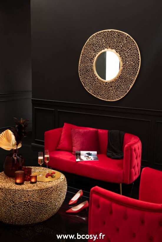 Jolipa Jline Table De Salon Ronde Corail Aluminium Or