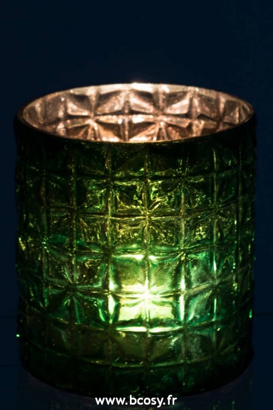 J-Line lanternes photophores Jolipa Jline Photophore Motifs Verre Vert Large