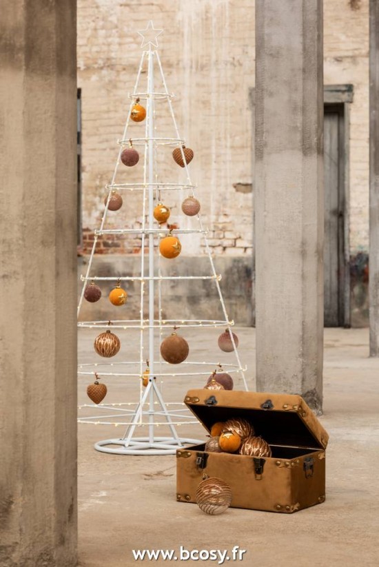 Jolipa Jline Boite De 6 Boule De Noel Perles Verre Mat Gris Small