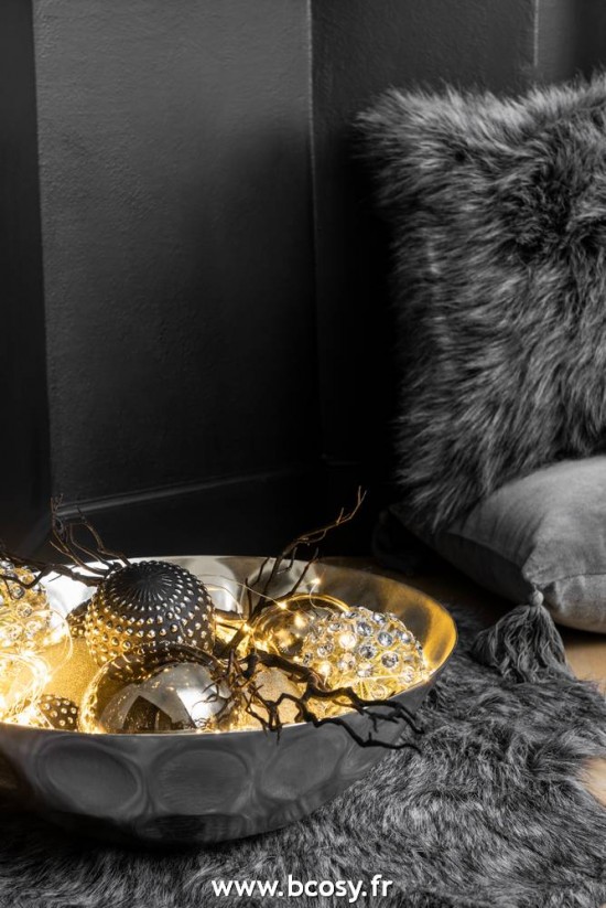 Jolipa Jline Boite De 4 Boule De Noel Lisse Verre Gris Perle Large