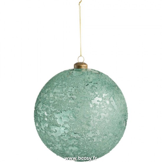 J Line Boule De Noel Verre Transparent Antique Azur Extra Large 15H Jline 87668 by Jolipa 87668