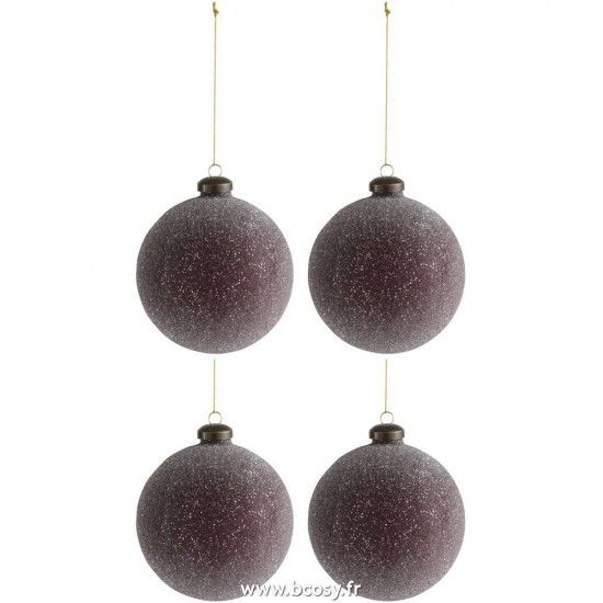 J Line Boite De 4 Boule De Noel Perles Verre Bordeaux Medium 10H Jline 87683 by Jolipa 87683