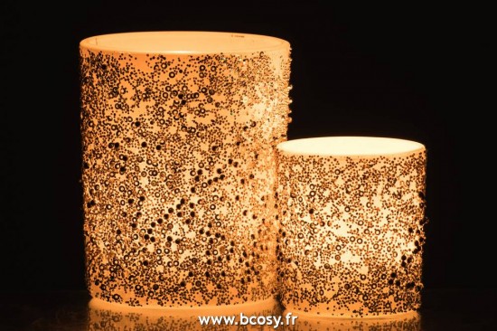 J-Line photophores Photophore Perles Verre Argent Large