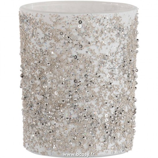 J Line Photophore Perles Verre Argent Large 13H Jline 87707 by Jolipa 87707