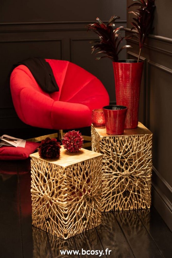 Jolipa Jline Coussin Carre Velours Rouge