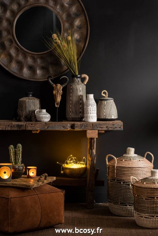 J-Line tables de drapier murales Console Brute Recycle Bois Marron