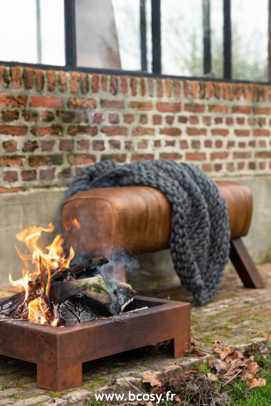 Jolipa Jline Set De 2 Brasero Metal Rouille