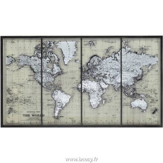J Line Cadre Mappemonde Verre Gris JLine 93619 by Jolipa 93619.