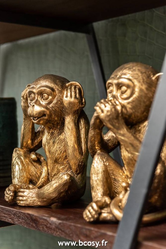 J-Line rien vu rien entendu rien dit statuettes Singe Entendre Voir Se Taire Antique Or Assortiment De 3