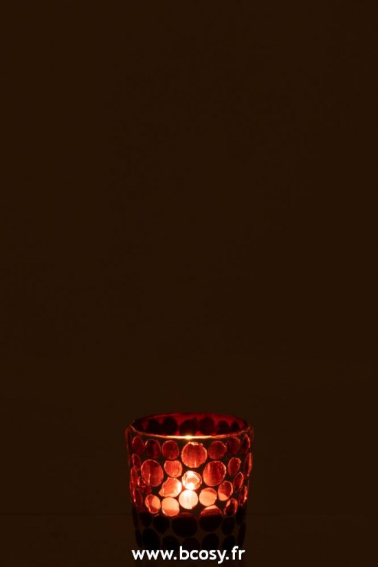 J-Line photophores Jolipa Jline Photophore Mosaiques Verre Rouge Blanc Small