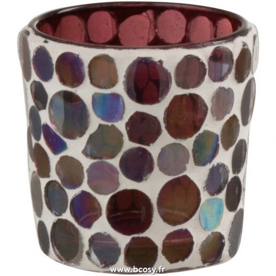 J Line Photophore Mosaiques Verre Rouge Blanc Small 6H Jline 95581 by Jolipa 95581