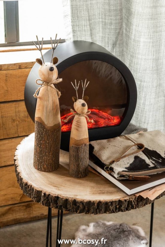 Jolipa Jline Cheminee Led Ronde Noir