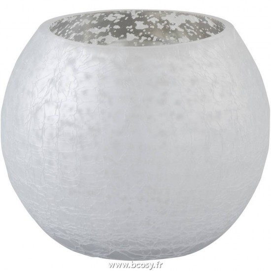 J Line Photophore Boule Craquele Verre Mat Brillant Argent Small 12H Jline 96506 by Jolipa 96506