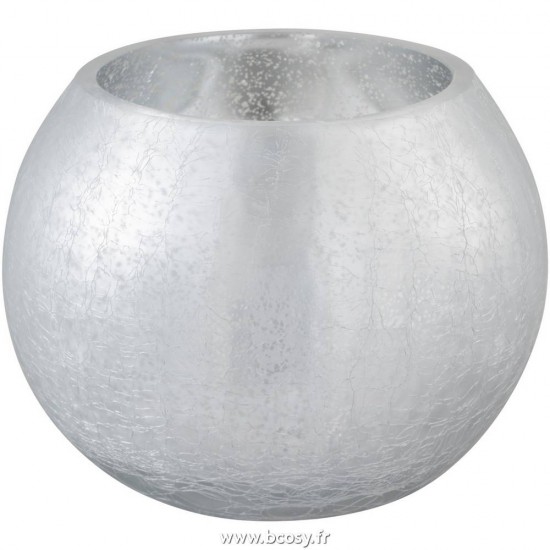 J Line Photophore Boule Craquele Verre Mat Brillant Argent Medium 15H Jline 96507 by Jolipa 96507