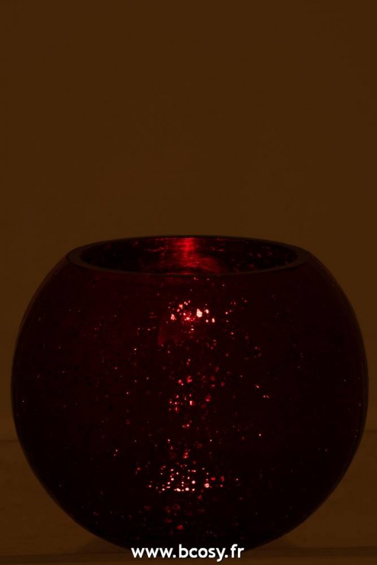 J-Line lanternes photophores Jolipa Jline Photophore Boule Craquele Verre Brillant Rouge Large