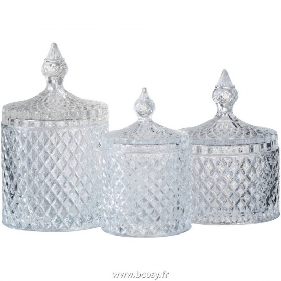 J-Line pots potiches avec couvecle Jolipa Jline Pot A Provision Taille Cylindrique Verre Transparent Large