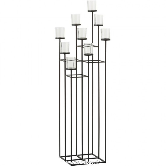 J Line Bougeoir 9 Parties Metal Verre Noir 110H Jline 96738 by Jolipa 96738