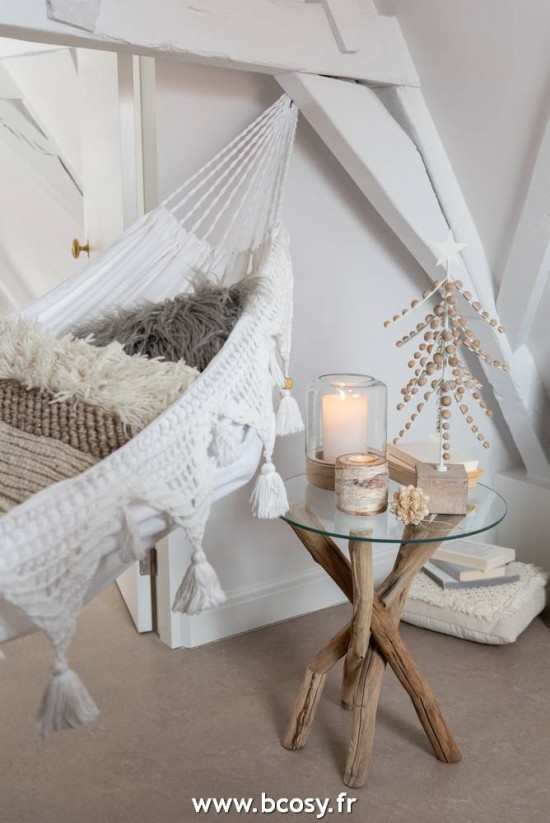 Jolipa Jline Sapin Pied Etoile Bois Metal Blanc Naturel