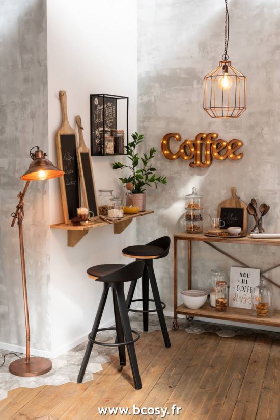 J-Line cloches en verre Cloche Bon Appetit Rond Verre Transparent Cuivre