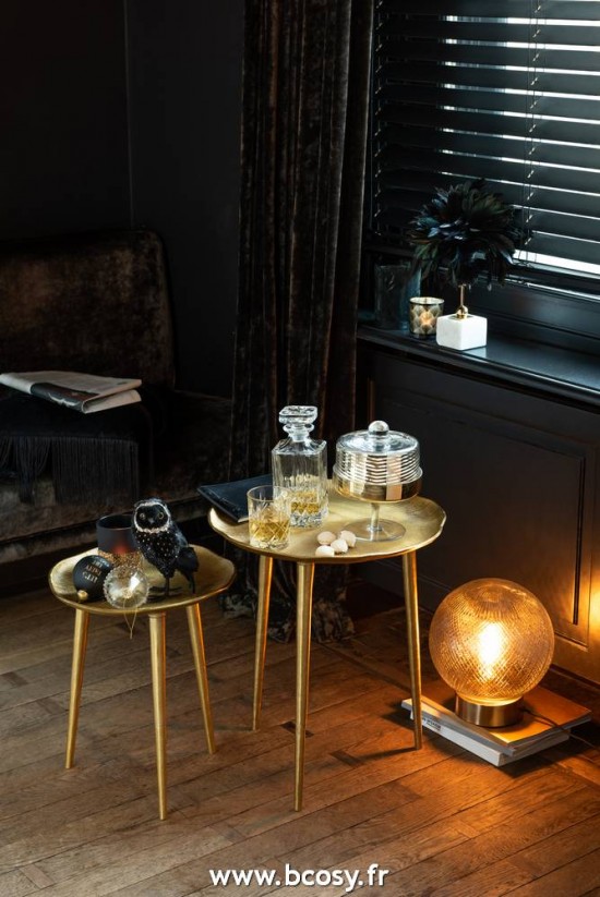 J-Line Porta T Light Piume Vetro Nero Large