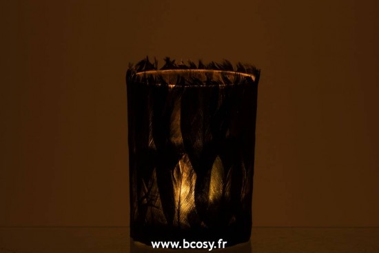 J-Line photophores Jolipa Jline Photophore Plumes Verre Noir Large