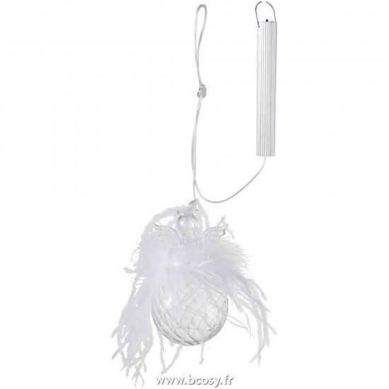 J Line Boule De Noel Ange+Led+Plume Verre Transparent Small 85H Jline 97504 by Jolipa 97504